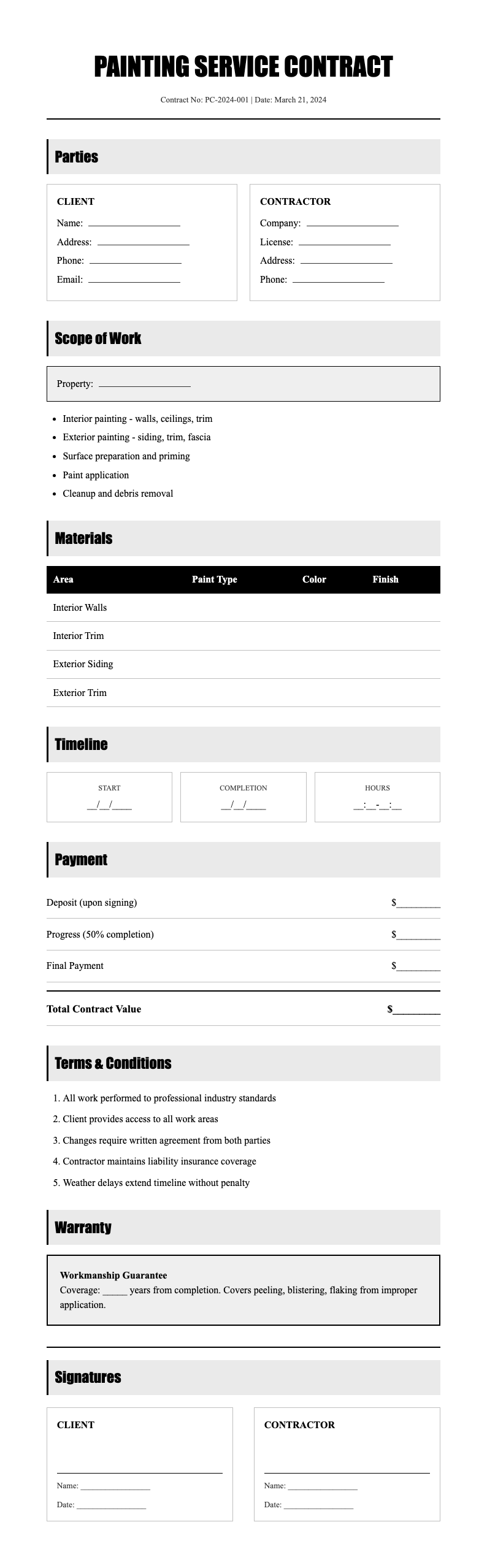 Press Release painting contract